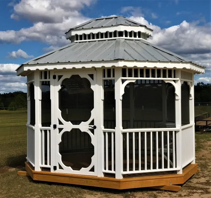 10x12 oval screened gazebo with painted double roof